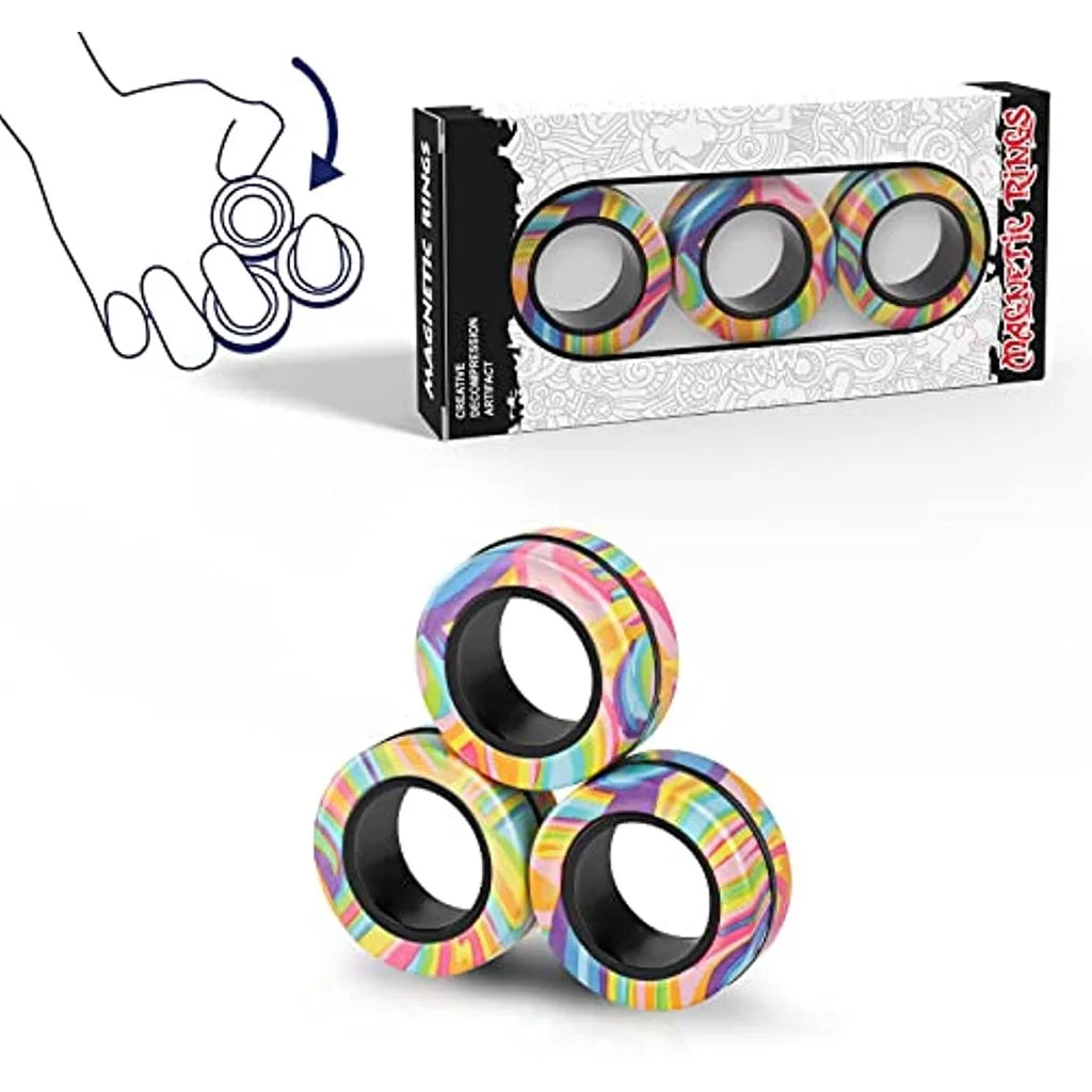 Magnetic Fidget Rings Set for Adults and Teens - 3-Piece Spinner Magnet Collection, Perfect Gift for All Ages