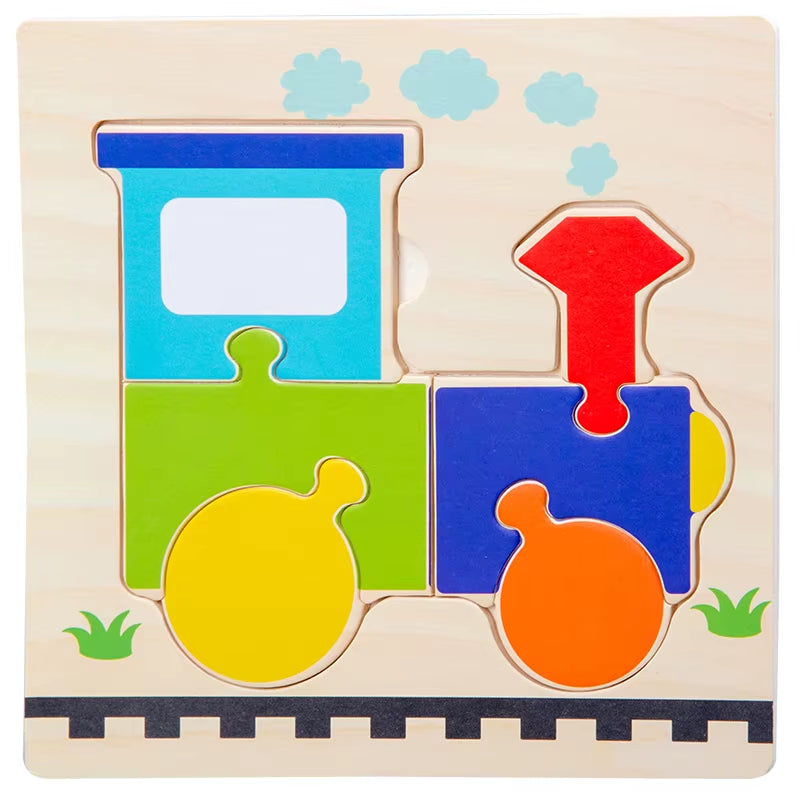 Montessori Educational Wooden 3D Animal Puzzle - Colorful Cognitive Development Game for Babies and Toddlers