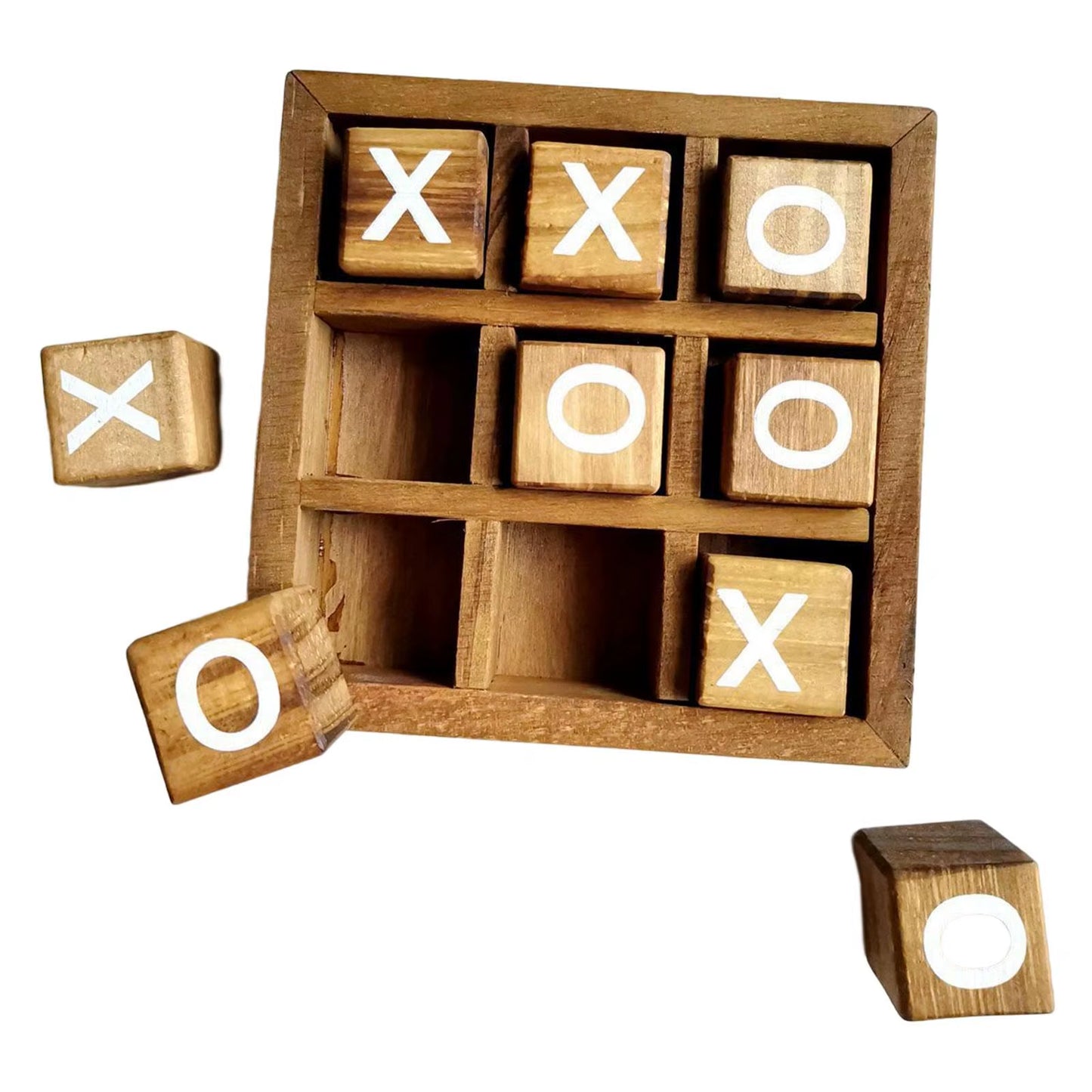 Wooden Tic Tac Toe Game - Engaging Indoor Brain Teaser for Travel and Social Gatherings