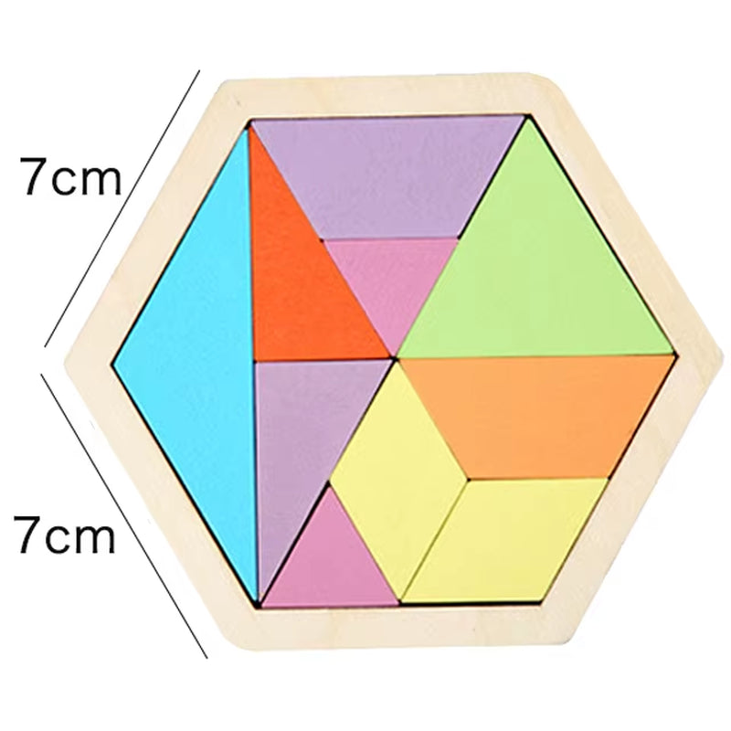 Montessori-Inspired 3D Wooden Jigsaw Puzzle and Tangram Math Toys for Early Childhood Development
