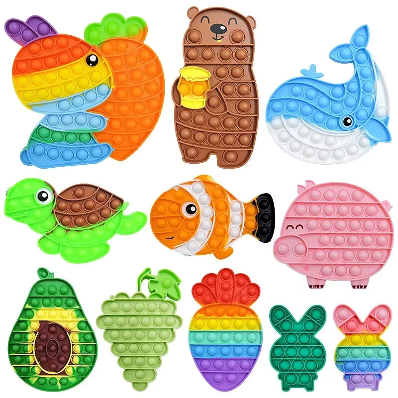 Rainbow Push Bubble Fidget Stress Relief Toy for Adults and Children - Simple Dimple Antistress Gift for Kids with Autism