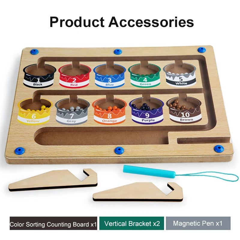 Montessori Magnetic Pen Game for Color Sorting and Counting
