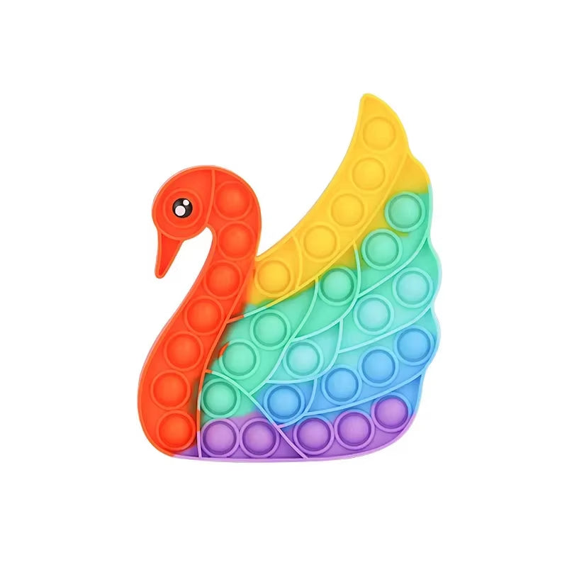 Rainbow Push Bubble Fidget Stress Relief Toy for Adults and Children - Simple Dimple Antistress Gift for Kids with Autism