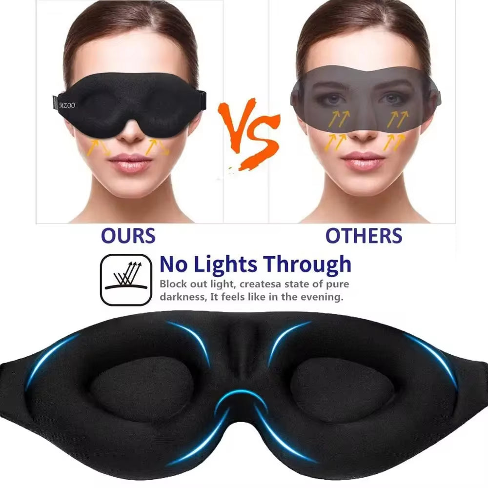 3D Contoured Sleep Mask with Earplugs - Light Blocking Eye Mask for Men and Women