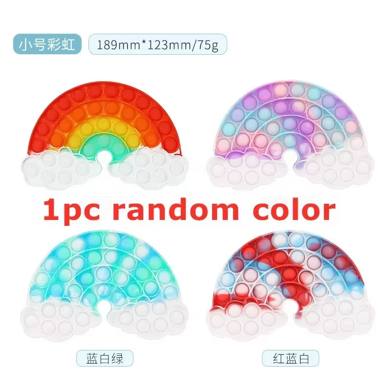 Rainbow Push Bubble Fidget Stress Relief Toy for Adults and Children - Simple Dimple Antistress Gift for Kids with Autism