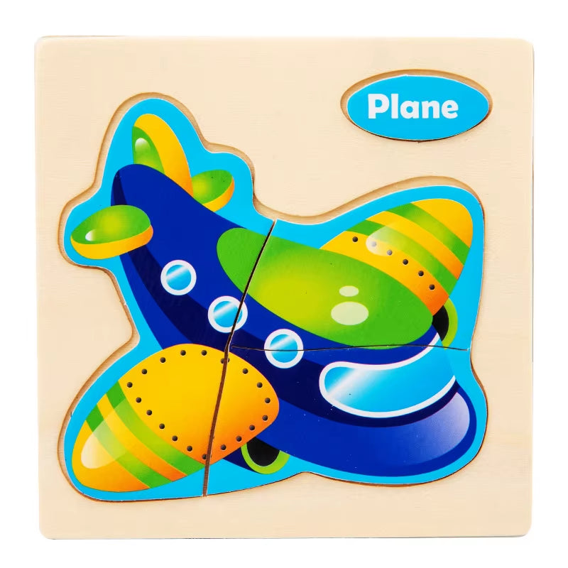 3D Wooden Cartoon Animal Jigsaw Puzzle for Early Learning - Educational Toy for Children