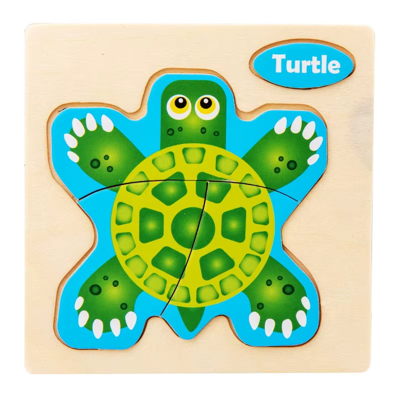 3D Wooden Cartoon Animal Jigsaw Puzzle for Early Learning - Educational Toy for Children