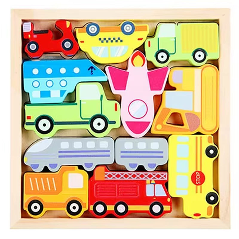 Montessori-Inspired 3D Wooden Jigsaw Puzzle and Tangram Math Toys for Early Childhood Development