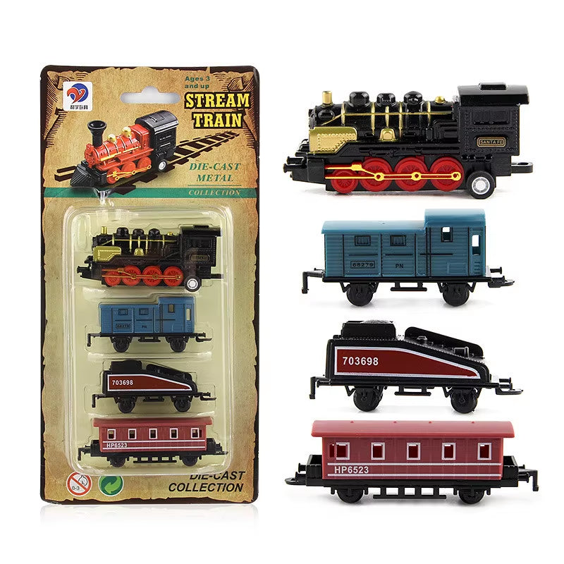 1:60 Scale Diecast Alloy Retro Steam Train Pull-Back Model Toy Set for Boys - Ideal Birthday Gift