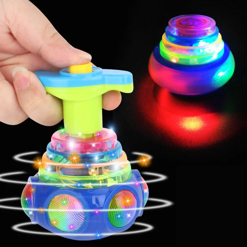 LED Illuminated Spinning Top Gyroscope Toy for Kids - Musical Launcher with Flashing Lights, Perfect for Birthday Party Favors