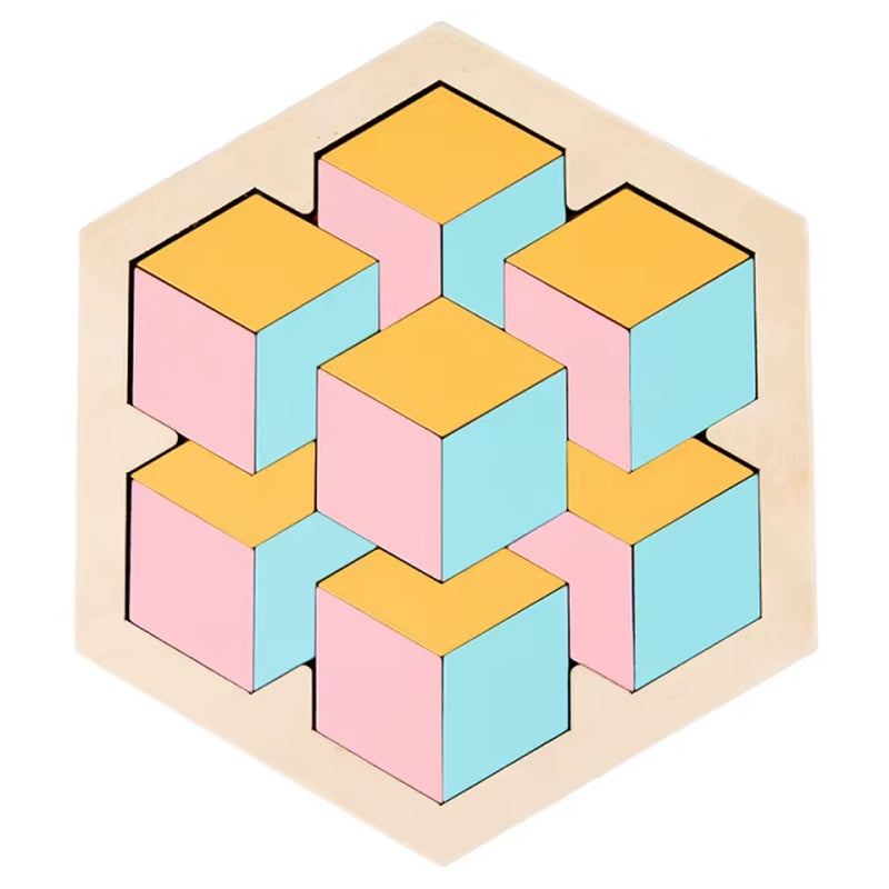 Montessori-Inspired 3D Wooden Jigsaw Puzzle and Tangram Math Toys for Early Childhood Development