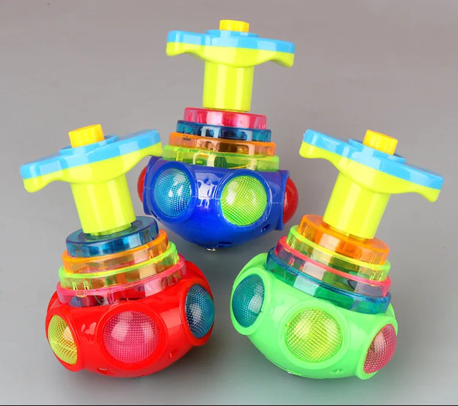 LED Illuminated Spinning Top Gyroscope Toy for Kids - Musical Launcher with Flashing Lights, Perfect for Birthday Party Favors
