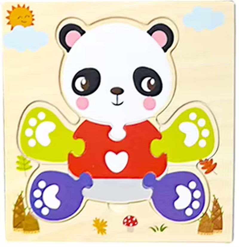 Montessori Educational Wooden 3D Animal Puzzle - Colorful Cognitive Development Game for Babies and Toddlers