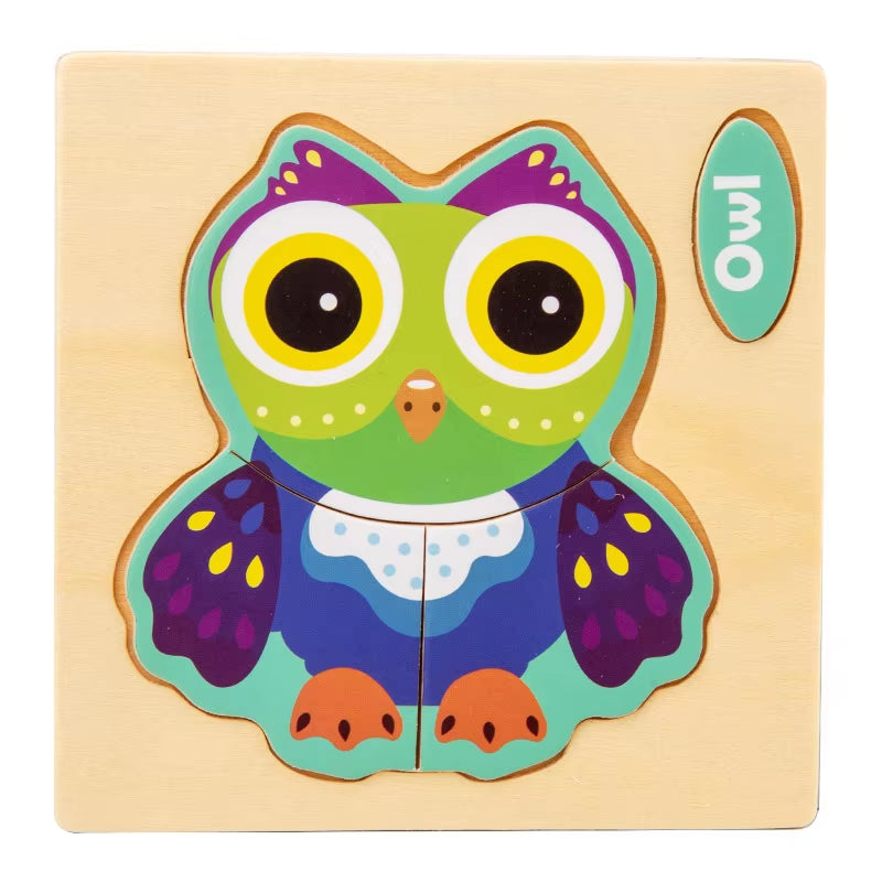 3D Wooden Cartoon Animal Jigsaw Puzzle for Early Learning - Educational Toy for Children