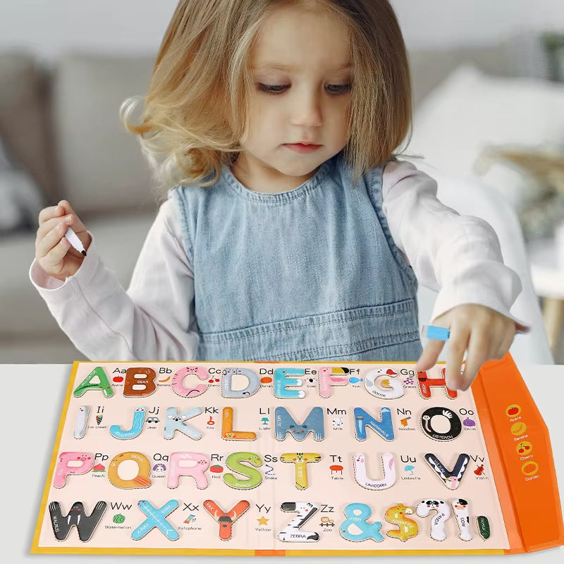 Children's Wooden Foldable Magnetic Puzzle Board for English Language Learning and Cognitive Development