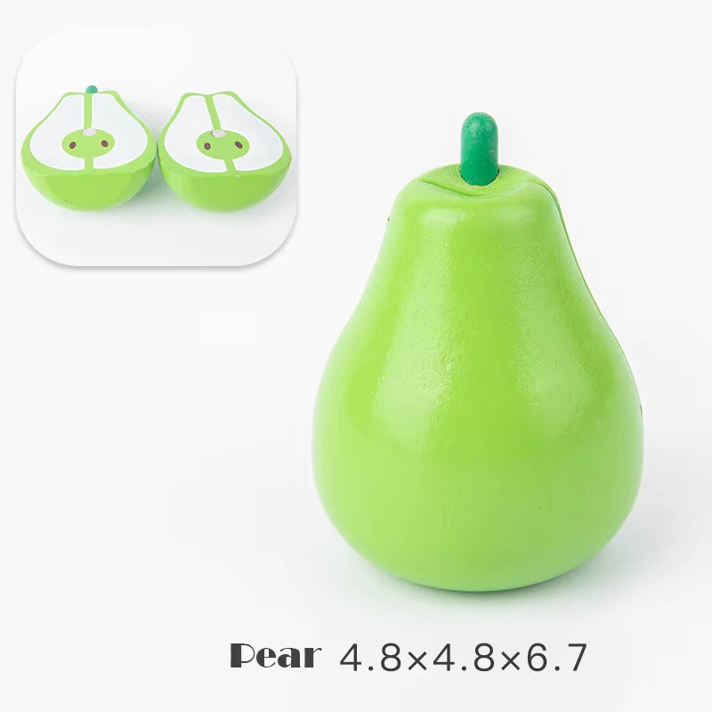 Magnetic Wooden Cutting Fruits and Vegetables Simulation Kitchen Playset - Montessori Educational Toy for Children
