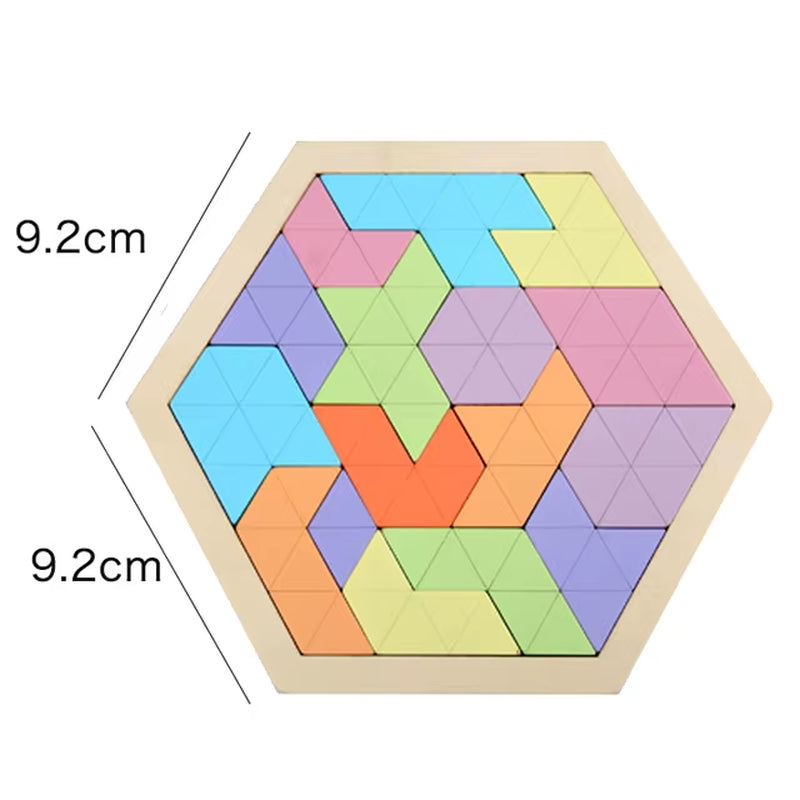 Montessori-Inspired 3D Wooden Jigsaw Puzzle and Tangram Math Toys for Early Childhood Development