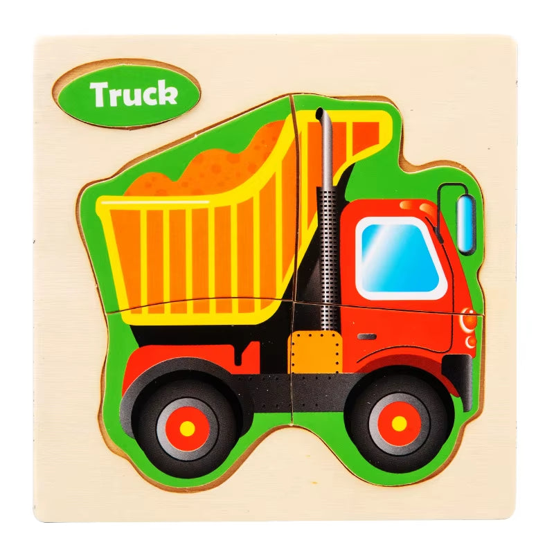 3D Wooden Cartoon Animal Jigsaw Puzzle for Early Learning - Educational Toy for Children