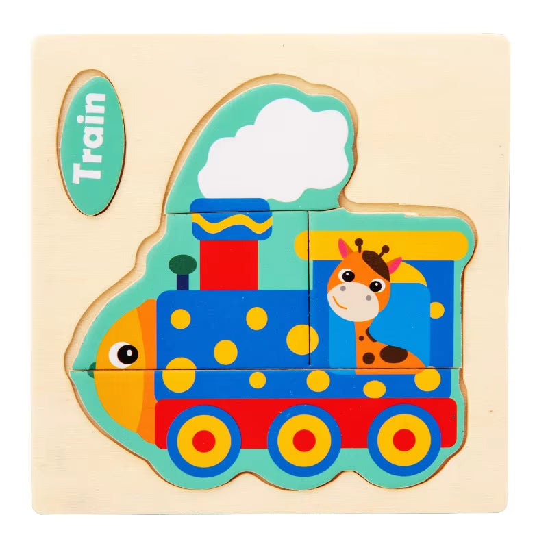 3D Wooden Cartoon Animal Jigsaw Puzzle for Early Learning - Educational Toy for Children