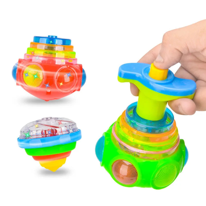 LED Illuminated Spinning Top Gyroscope Toy for Kids - Musical Launcher with Flashing Lights, Perfect for Birthday Party Favors