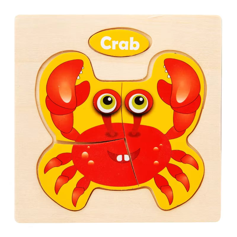 3D Wooden Cartoon Animal Jigsaw Puzzle for Early Learning - Educational Toy for Children
