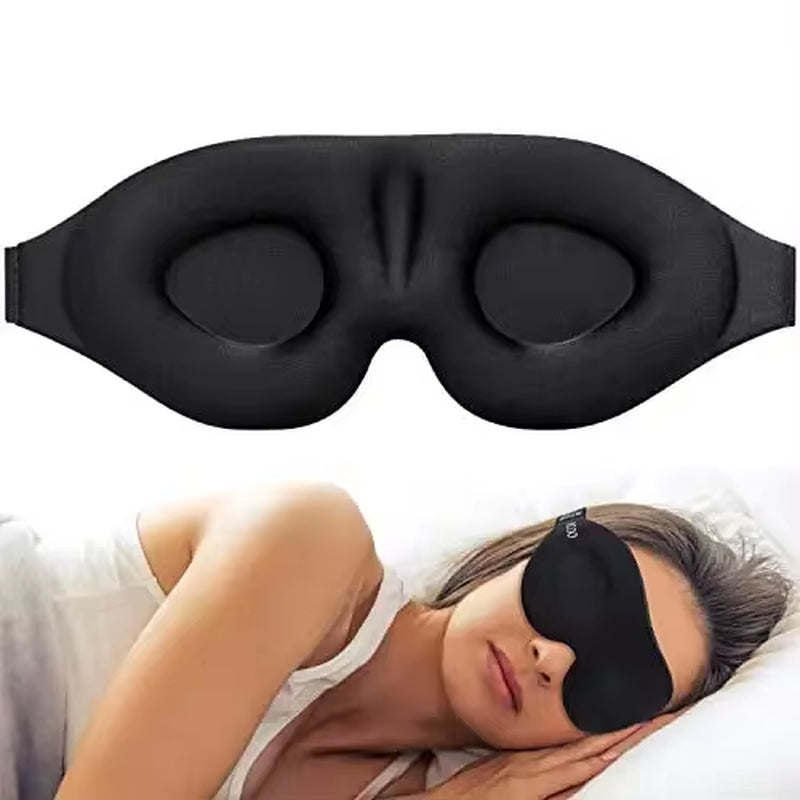 3D Contoured Sleep Mask with Earplugs - Light Blocking Eye Mask for Men and Women