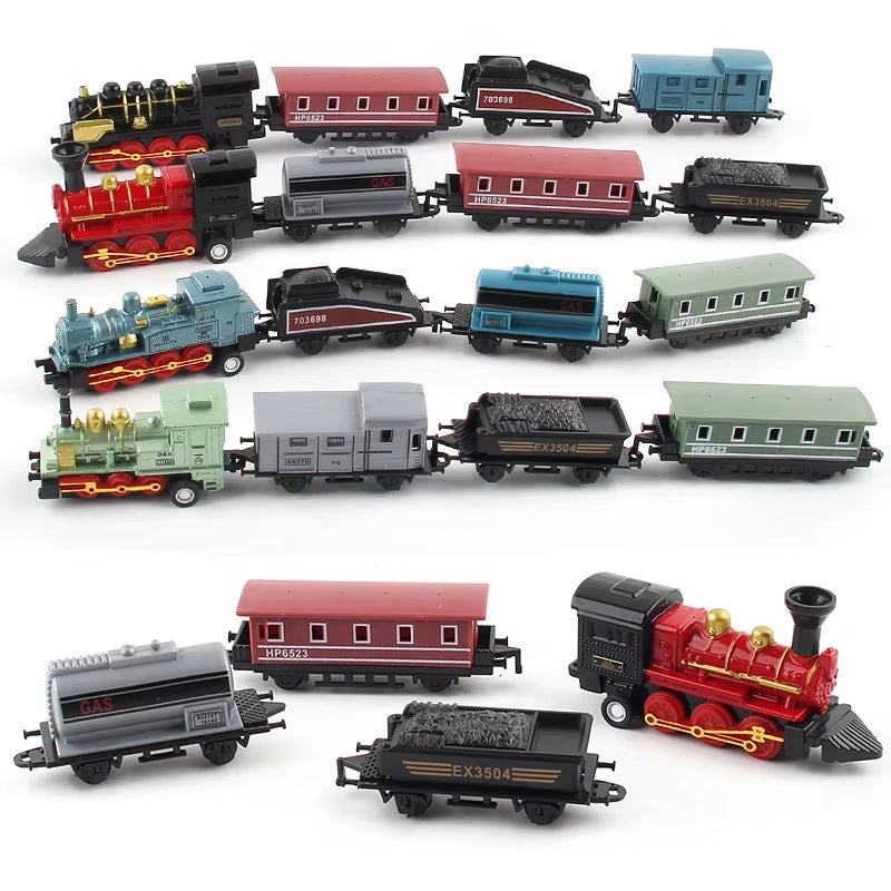 1:60 Scale Diecast Alloy Retro Steam Train Pull-Back Model Toy Set for Boys - Ideal Birthday Gift