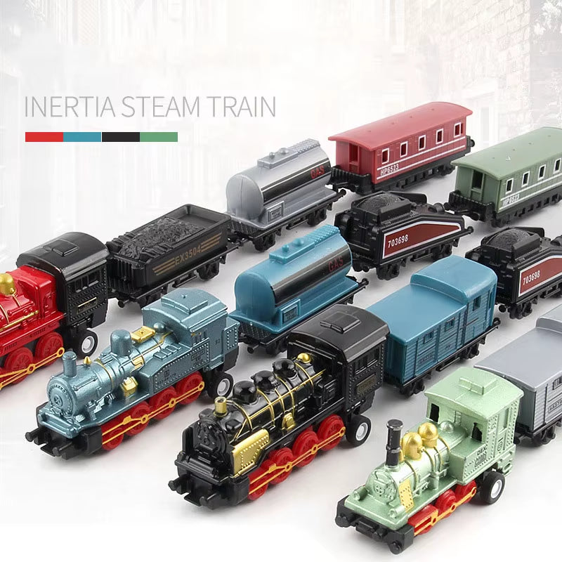 1:60 Scale Diecast Alloy Retro Steam Train Pull-Back Model Toy Set for Boys - Ideal Birthday Gift