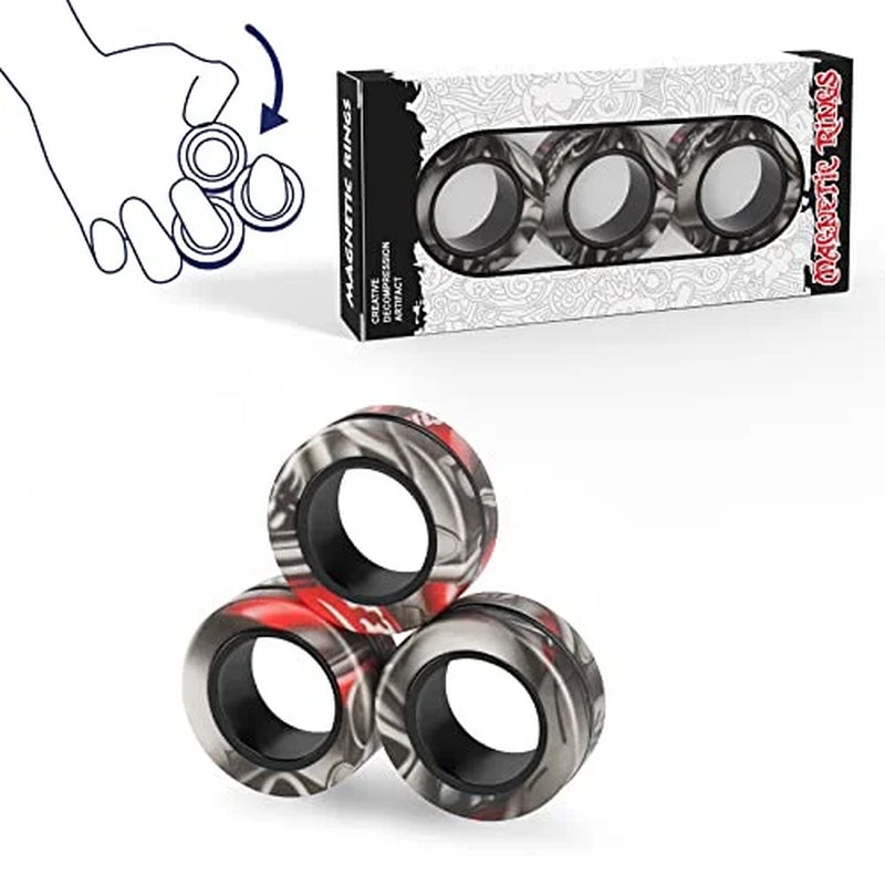 Magnetic Fidget Rings Set for Adults and Teens - 3-Piece Spinner Magnet Collection, Perfect Gift for All Ages
