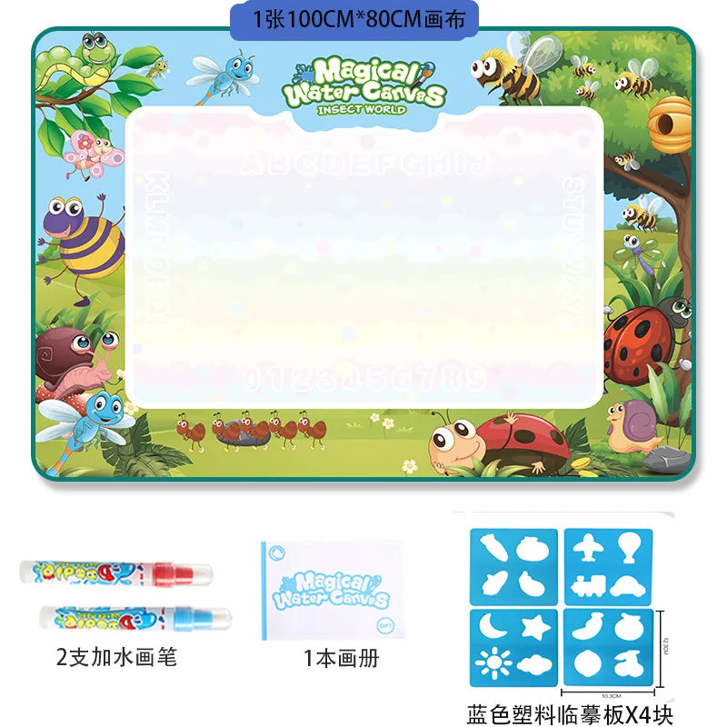 Oversized Water Drawing Canvas Mat with Magic Pens - Educational Montessori Toy for Children