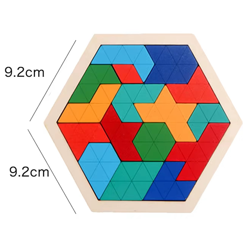 Montessori-Inspired 3D Wooden Jigsaw Puzzle and Tangram Math Toys for Early Childhood Development