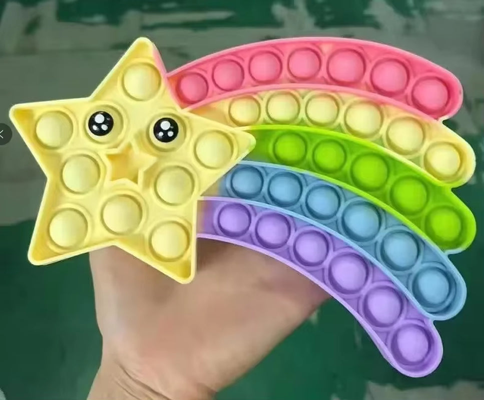 Rainbow Push Bubble Fidget Stress Relief Toy for Adults and Children - Simple Dimple Antistress Gift for Kids with Autism