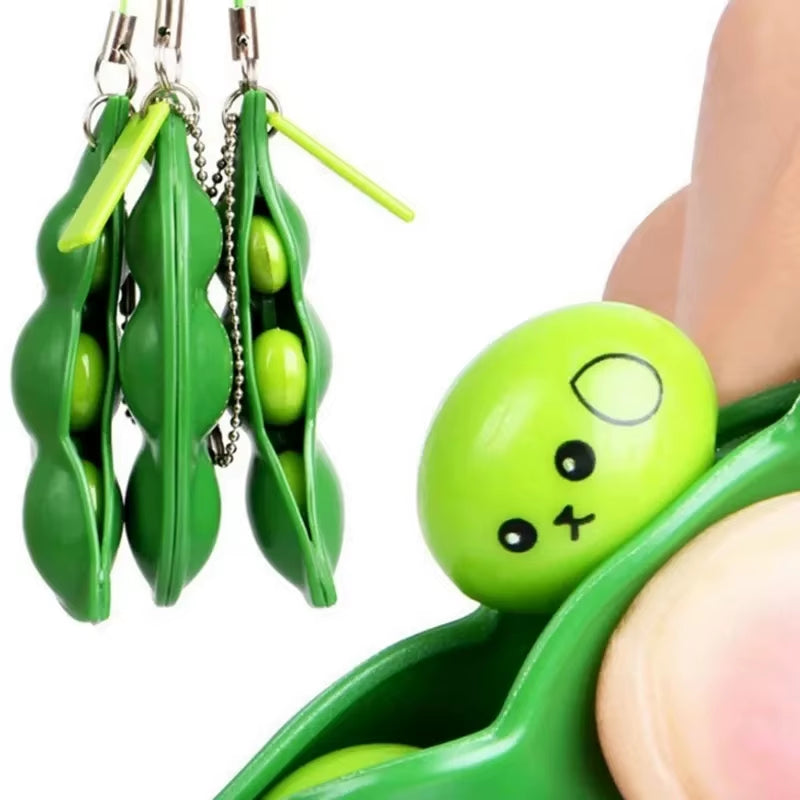 PeaPod Keychain Fidget Toy - Stress Relief Squeeze Sensory Product for Adults and Kids - 20/10 Pack Antistress Gift