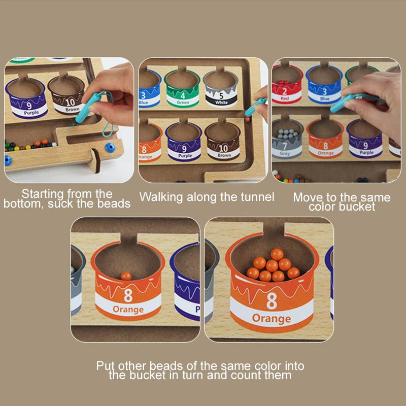 Montessori Magnetic Pen Game for Color Sorting and Counting