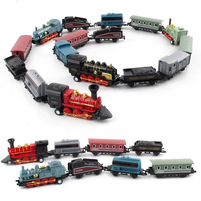 1:60 Scale Diecast Alloy Retro Steam Train Pull-Back Model Toy Set for Boys - Ideal Birthday Gift