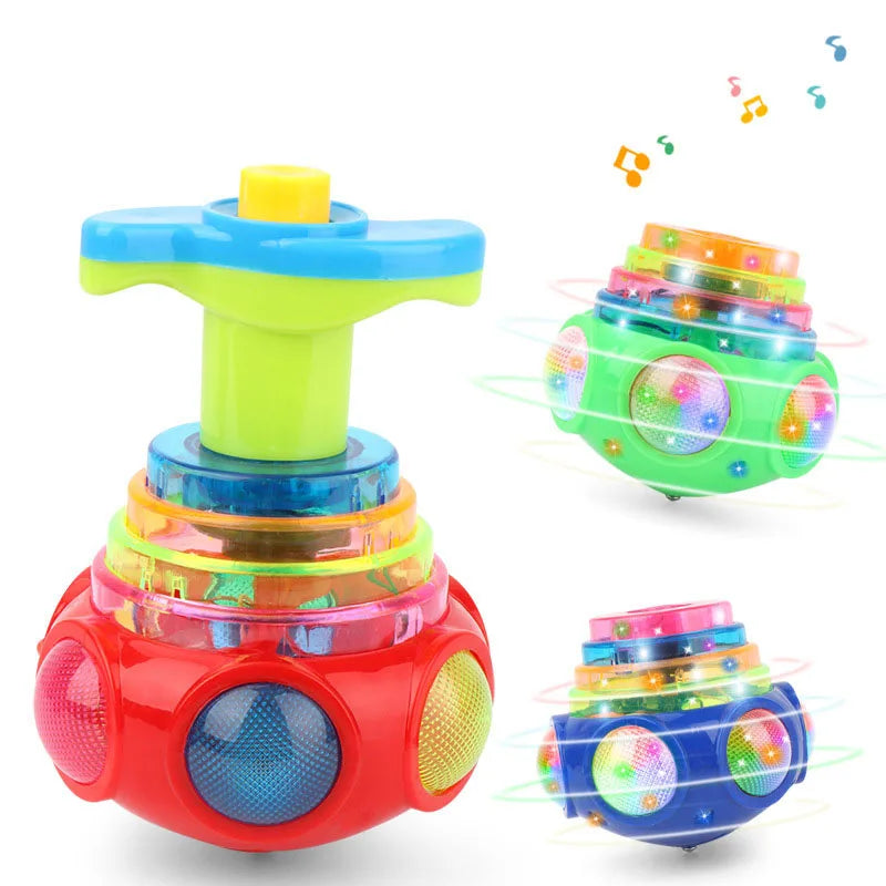 LED Illuminated Spinning Top Gyroscope Toy for Kids - Musical Launcher with Flashing Lights, Perfect for Birthday Party Favors