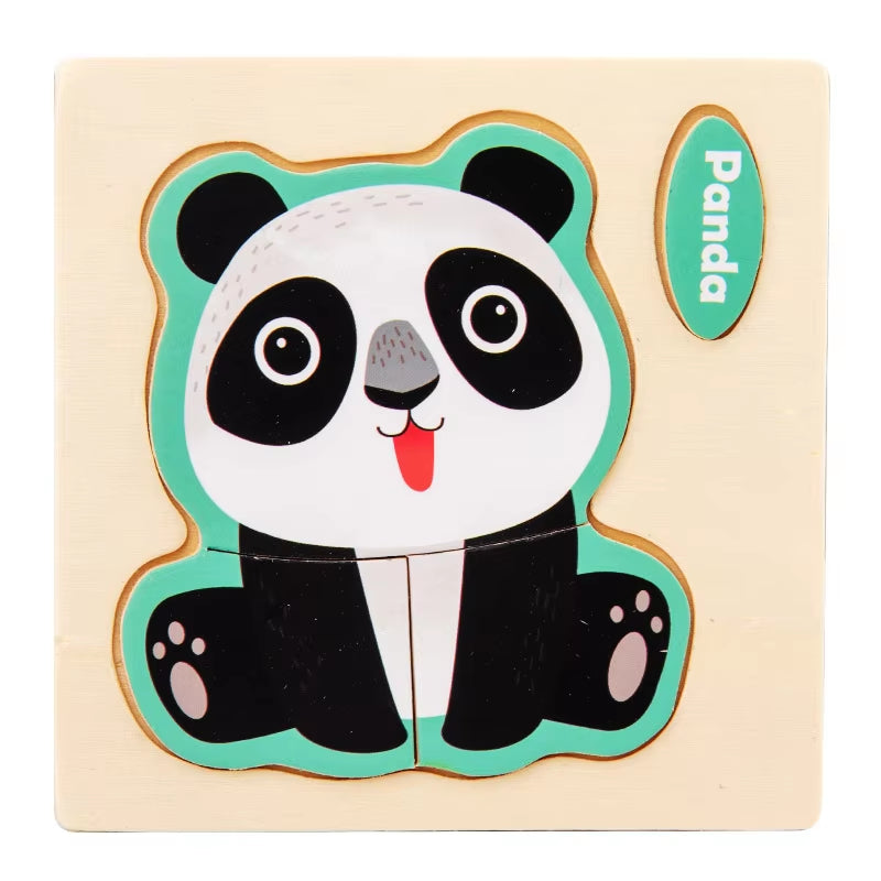 3D Wooden Cartoon Animal Jigsaw Puzzle for Early Learning - Educational Toy for Children