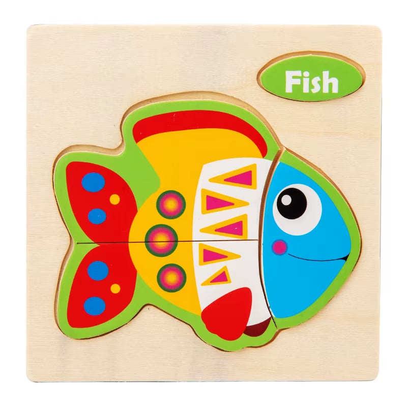 3D Wooden Cartoon Animal Jigsaw Puzzle for Early Learning - Educational Toy for Children