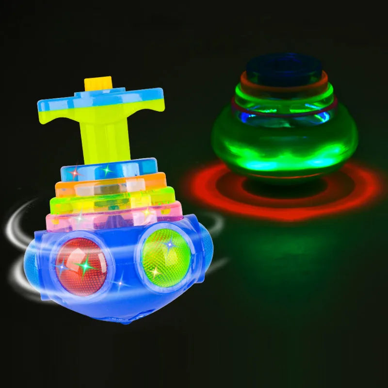 LED Illuminated Spinning Top Gyroscope Toy for Kids - Musical Launcher with Flashing Lights, Perfect for Birthday Party Favors