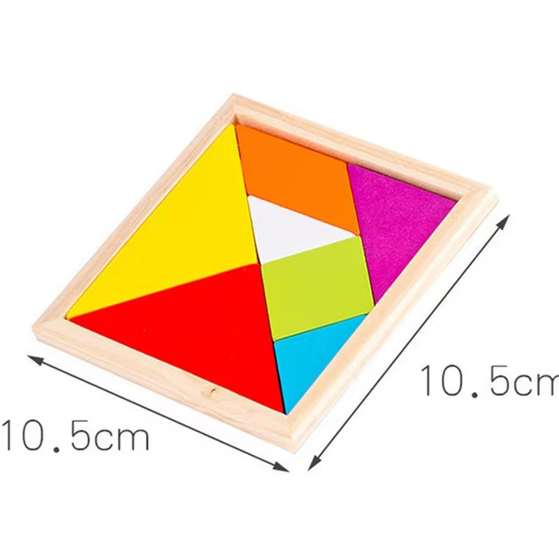 Montessori-Inspired 3D Wooden Jigsaw Puzzle and Tangram Math Toys for Early Childhood Development