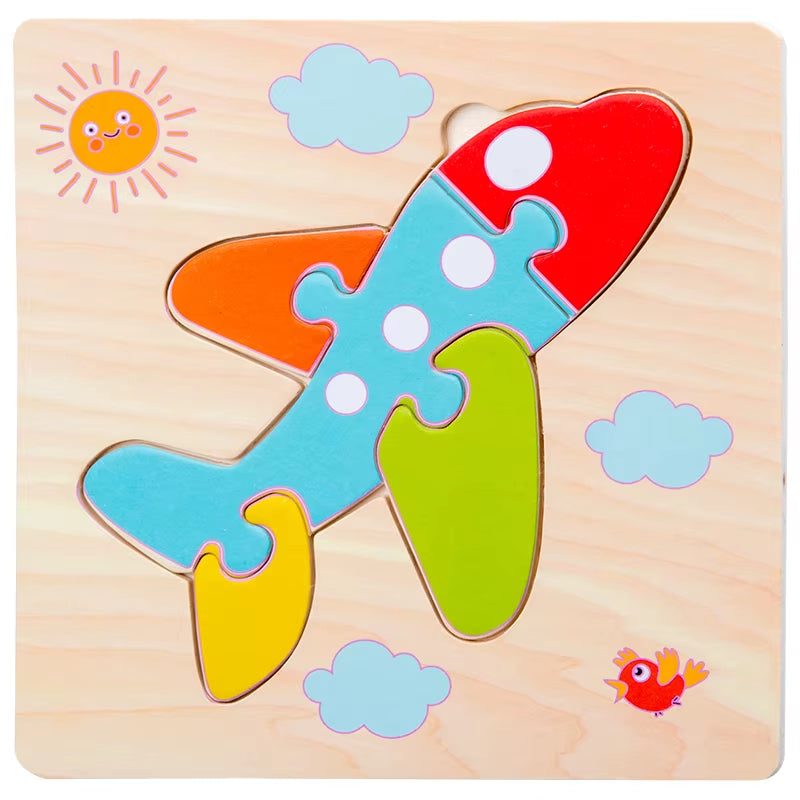Montessori Educational Wooden 3D Animal Puzzle - Colorful Cognitive Development Game for Babies and Toddlers