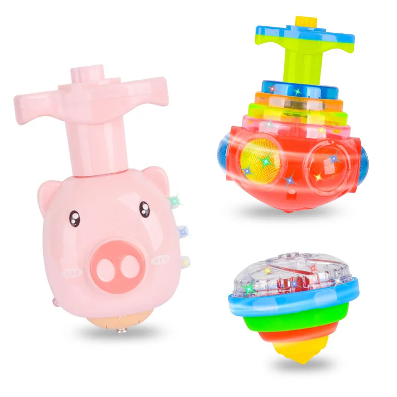 LED Illuminated Spinning Top Gyroscope Toy for Kids - Musical Launcher with Flashing Lights, Perfect for Birthday Party Favors