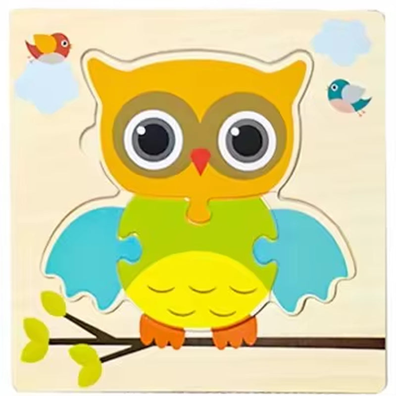 Montessori Educational Wooden 3D Animal Puzzle - Colorful Cognitive Development Game for Babies and Toddlers