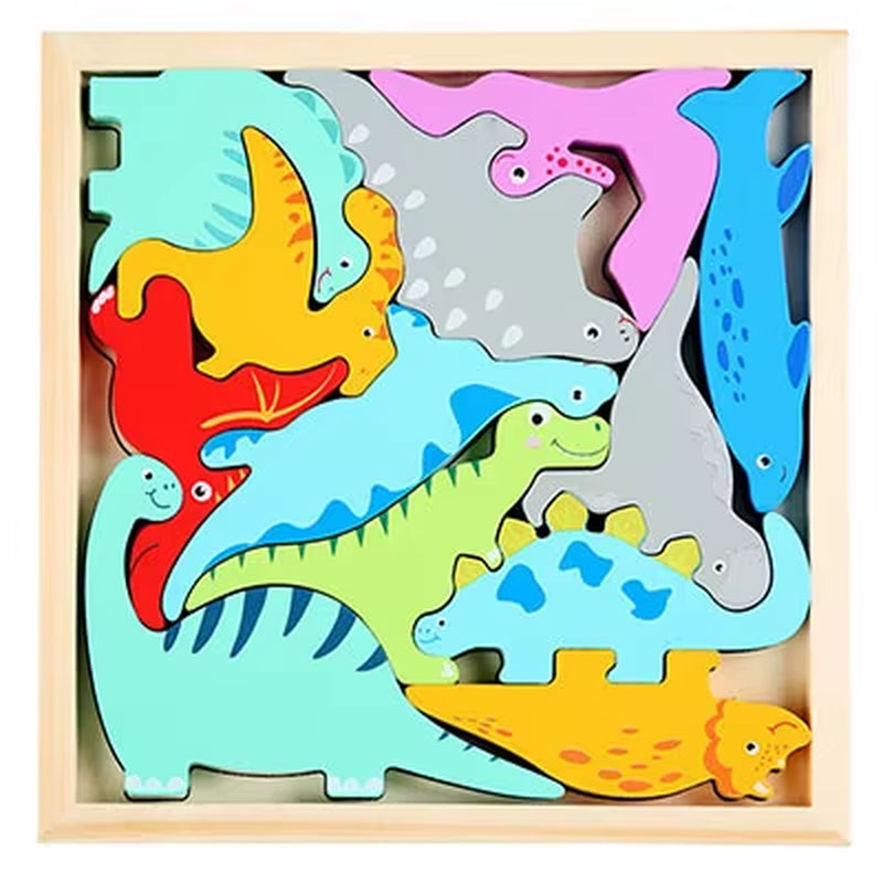 Montessori-Inspired 3D Wooden Jigsaw Puzzle and Tangram Math Toys for Early Childhood Development