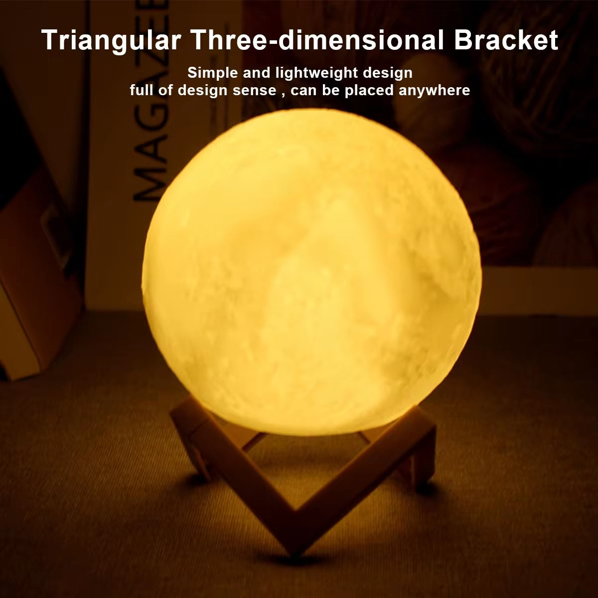 8cm LED Moon Lamp with Stand - Battery-Powered Starry Night Light for Bedroom Decor and Children's Gifts