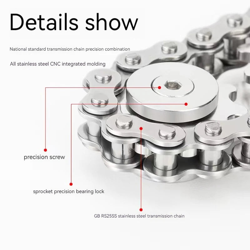 Metal Hand Spinner Chain Gear - EDC Fidget Spinner for Adults, Focus and Stress Relief Tool for Office Use and ADHD Management