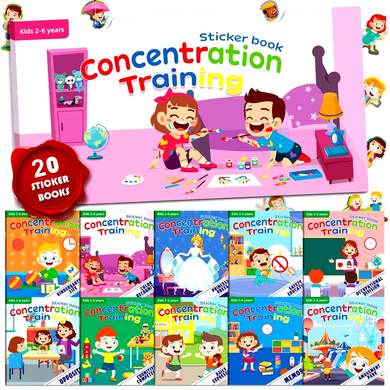 Montessori Cartoon Sticker Books for Potential Development in Children Aged 3-6 Years