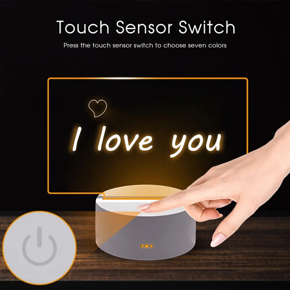 LED Night Light Message Board with Pen - USB and Battery Powered Desktop Lamp for Bedroom Decor and Children's Gifts