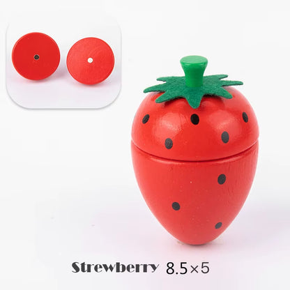 Magnetic Wooden Cutting Fruits and Vegetables Simulation Kitchen Playset - Montessori Educational Toy for Children