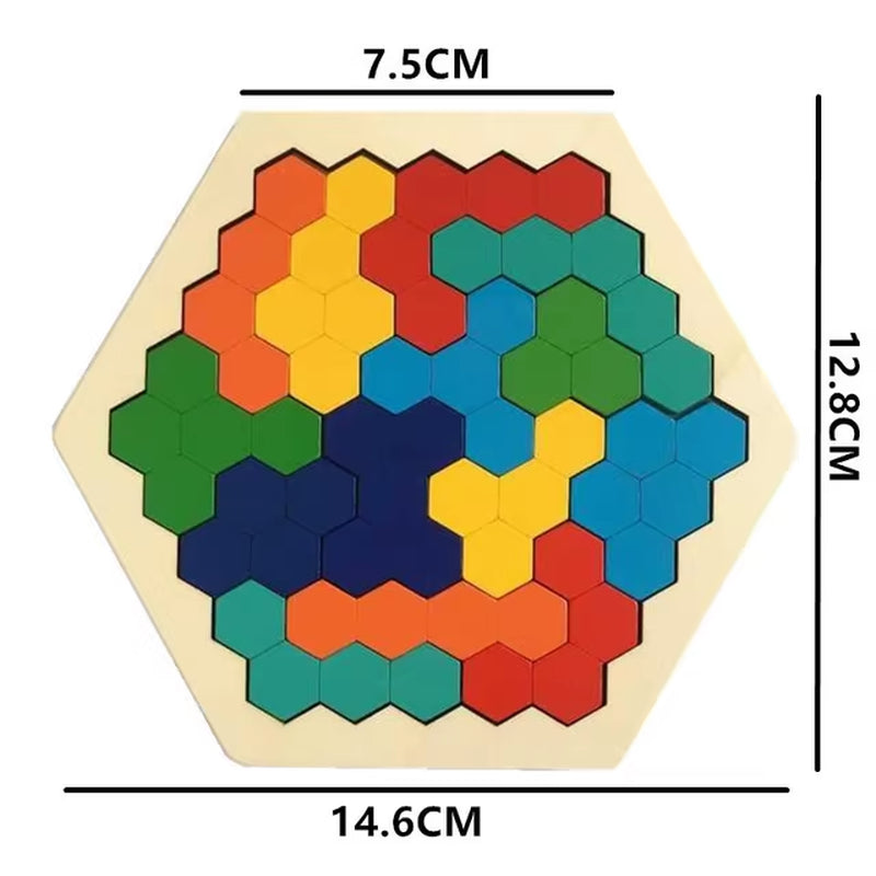 Montessori-Inspired 3D Wooden Jigsaw Puzzle and Tangram Math Toys for Early Childhood Development